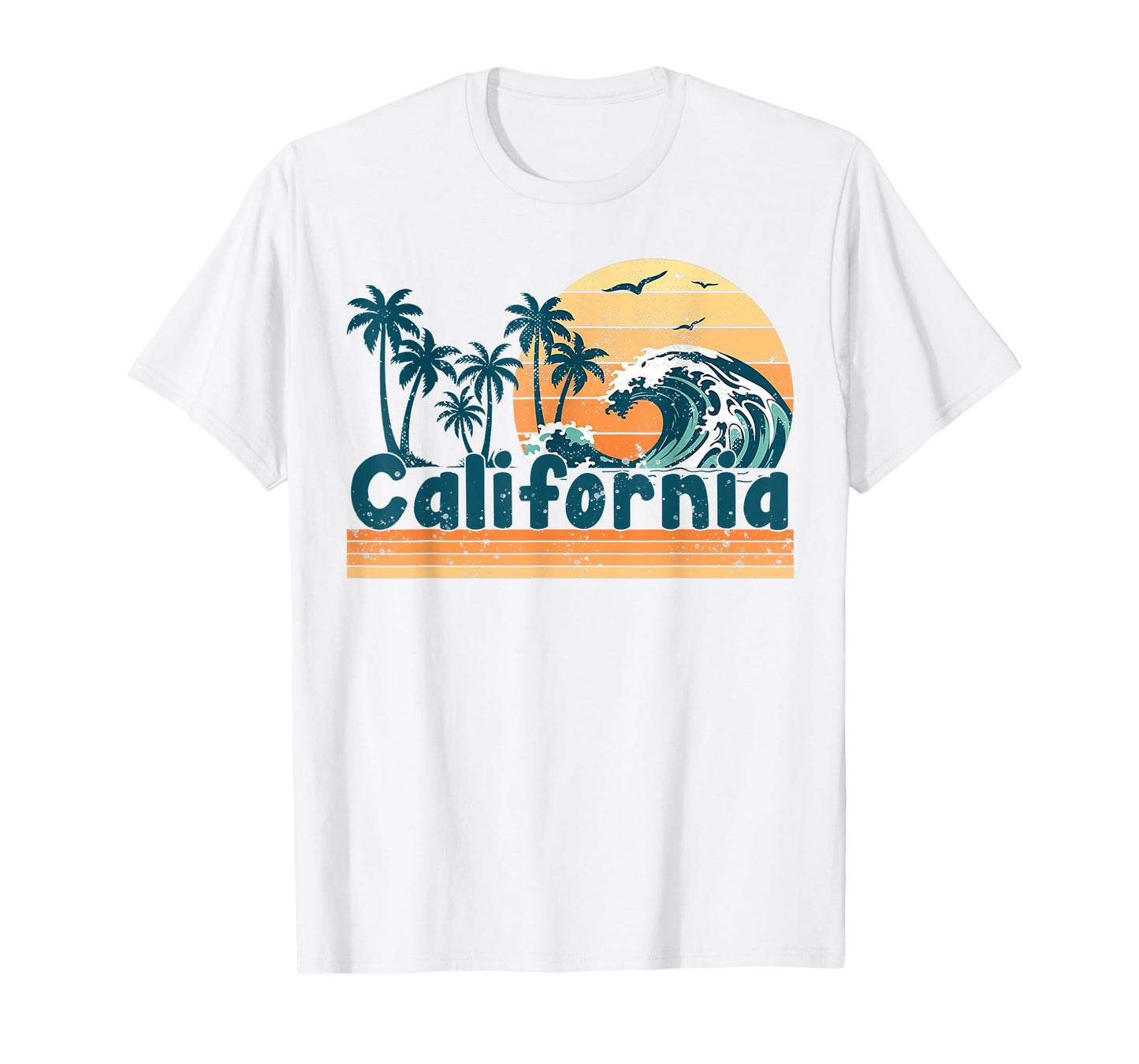 California Vacation Sunset Cute Cali 70s Vintage Retro Beach T-Shirt