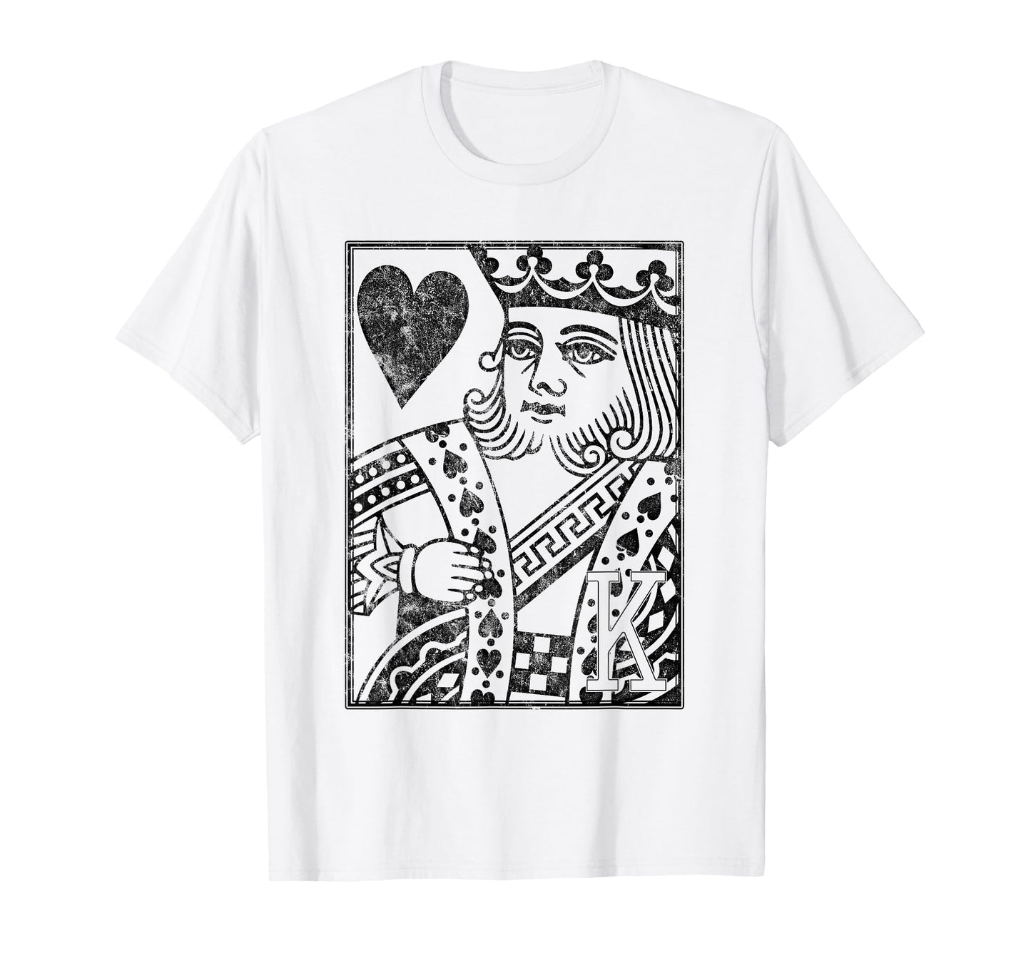 King of Hearts Vintage Look Distressed Playing Card T-Shirt