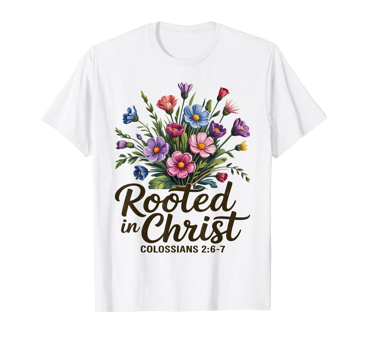 Rooted in Christ Floral Christian Women T-Shirt