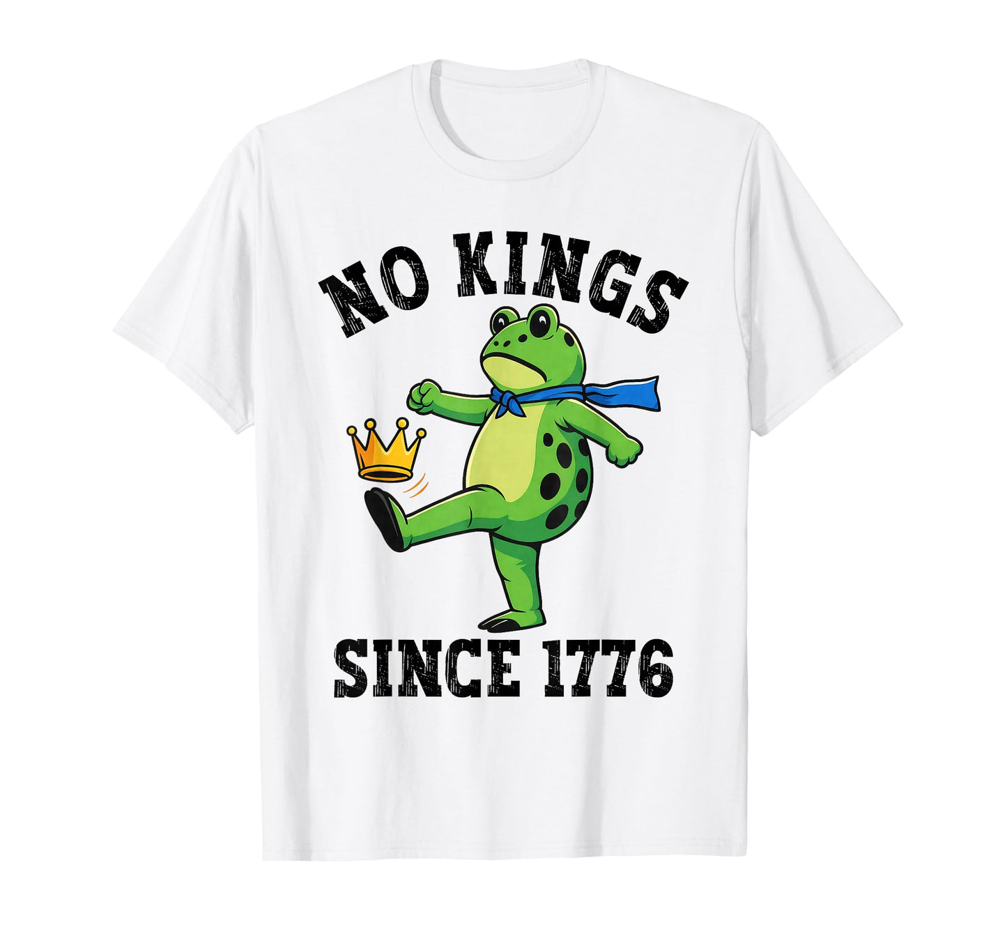 No Kings Since 1776 Portland Frog Kicking Crown Retro T-Shirt