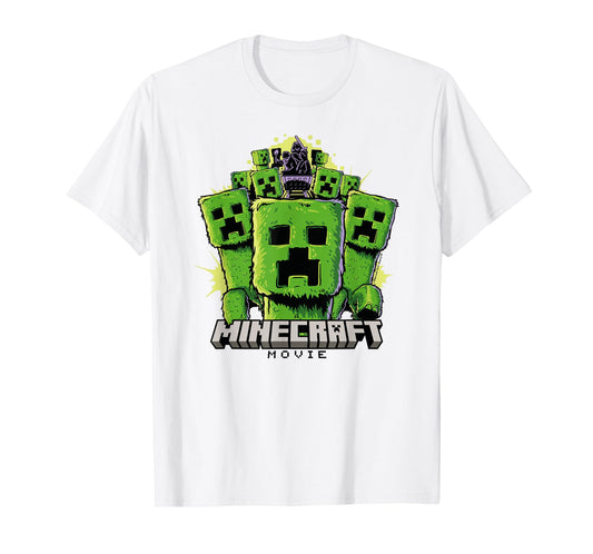 A Minecraft Movie Group Of Creepers Surrounding The Heroes T-Shirt