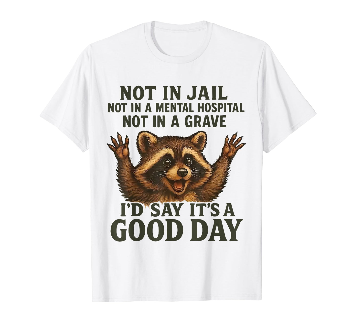 Not in Jail Not in A Mental Hospital Not in A Grave Raccoon T-Shirt