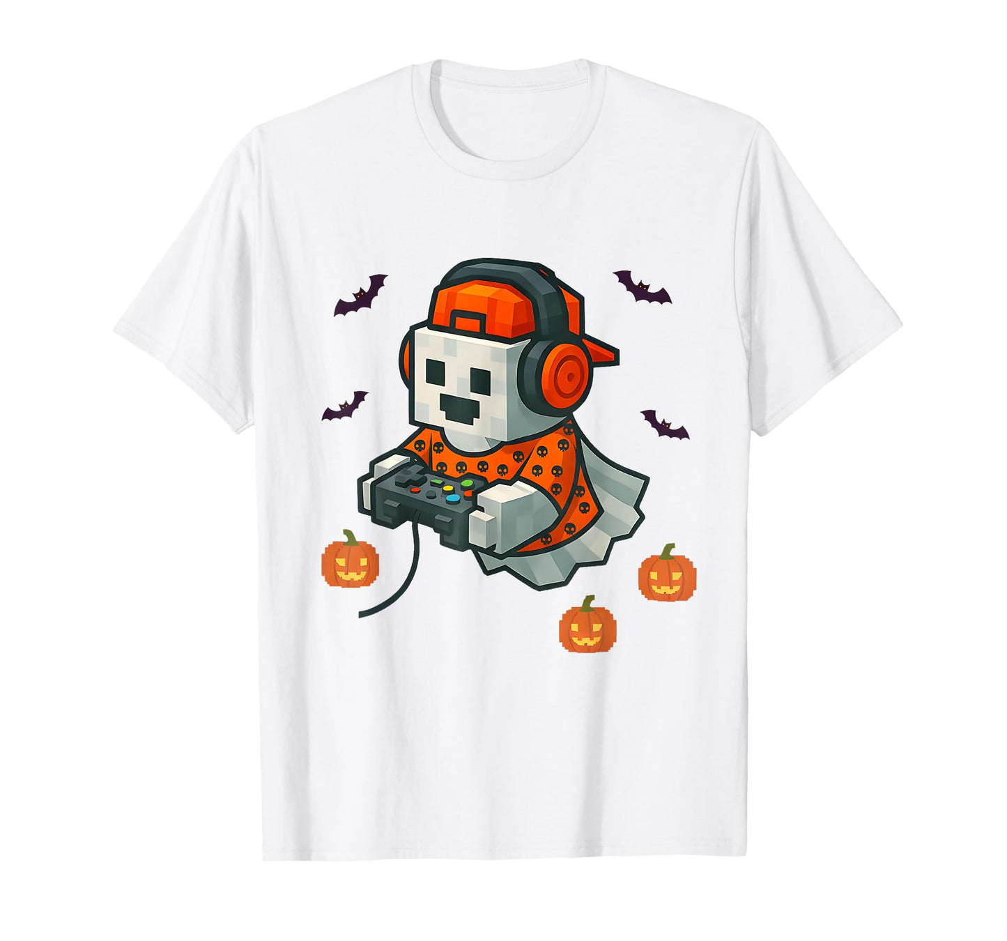 Halloween Ghost Gamer Spooky Pixelated Ghost with Controller T-Shirt