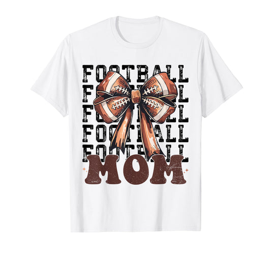 Cute Coquette Bow American Football Game Day Football Mom T-Shirt
