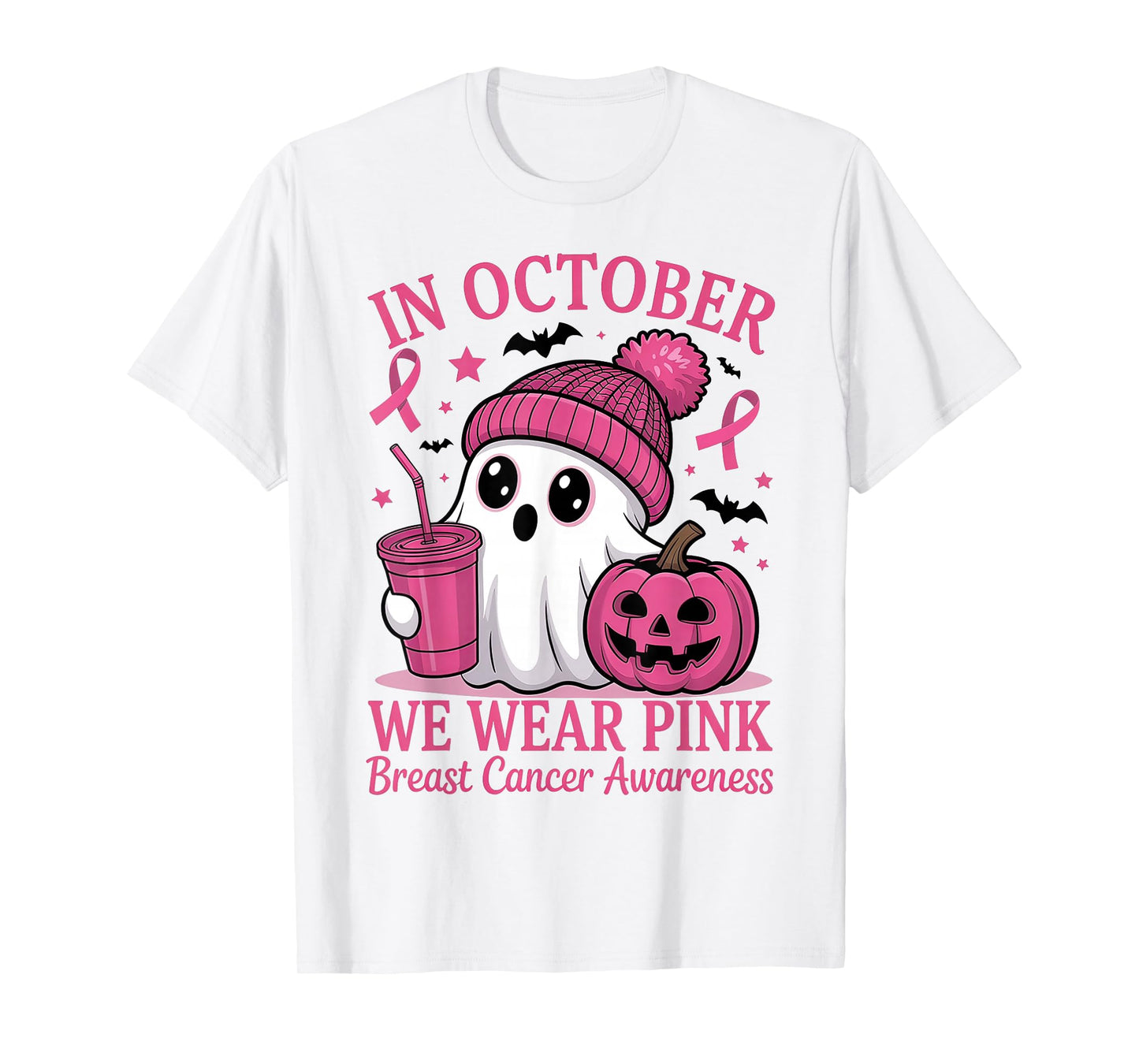 Breast Cancer Halloween Women in October We Wear Pink T-Shirt