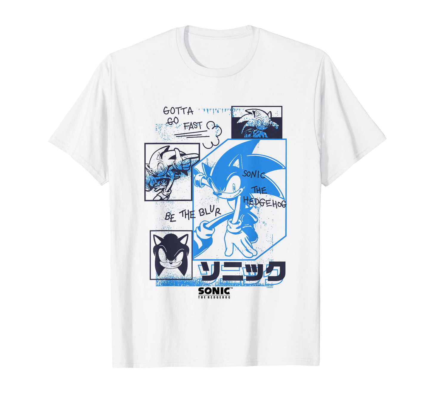 Sonic The Hedgehog Gotta Go Fast Vintage Sketch Panels T-Shirt