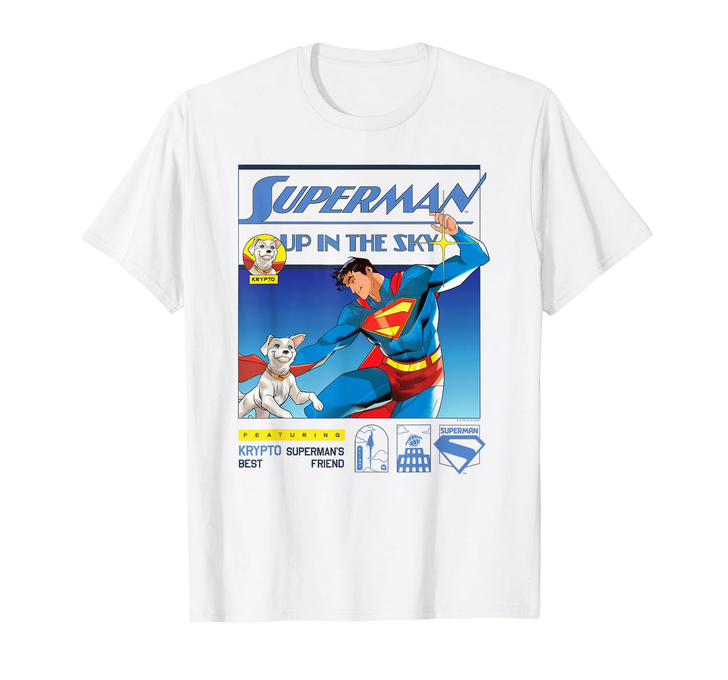Superman (2025) Up In The Sky Featuring Krypto Poster T-Shirt