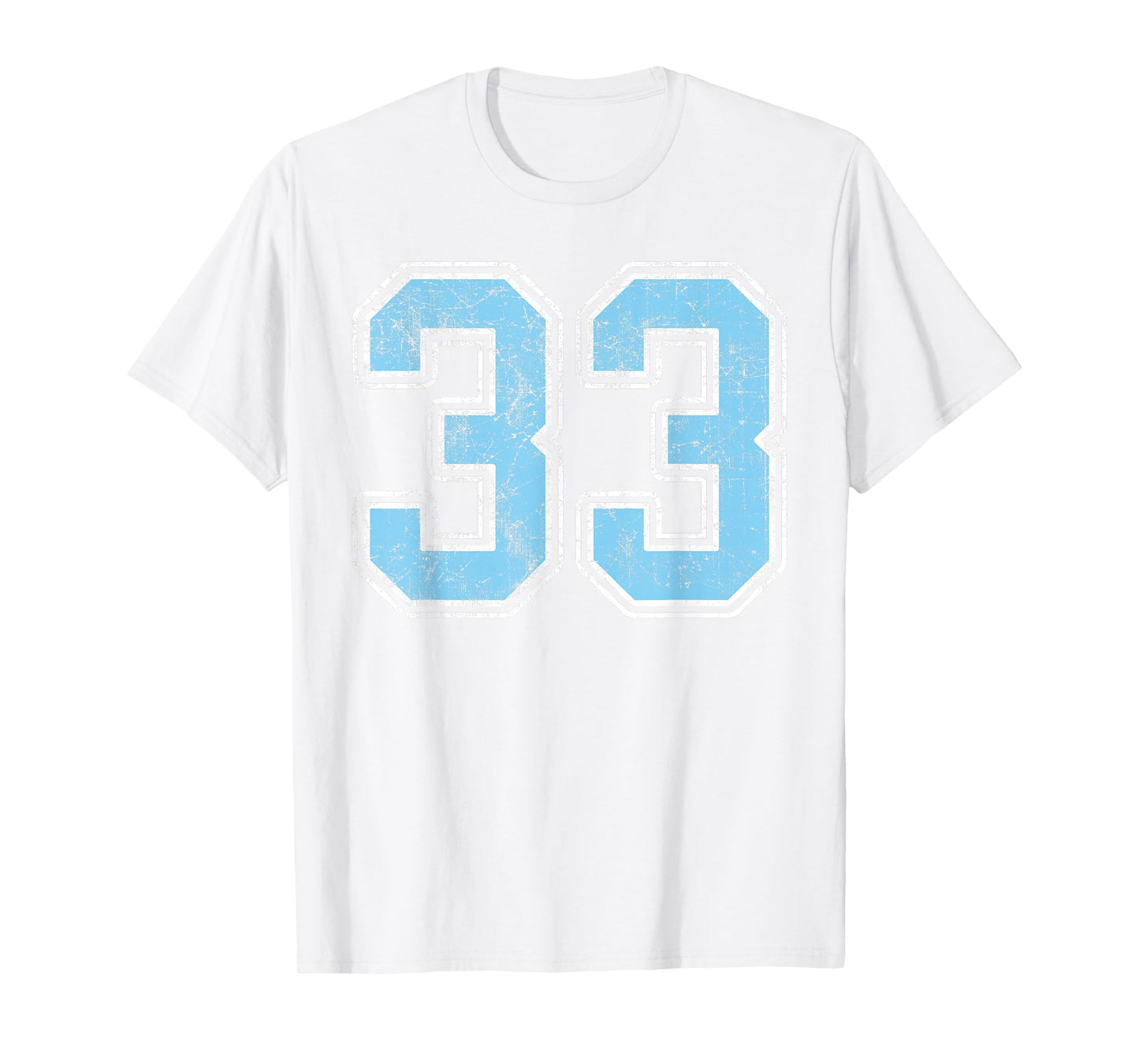 Baby Blue White Number 33 Jersey Player Uniform #33 T-Shirt