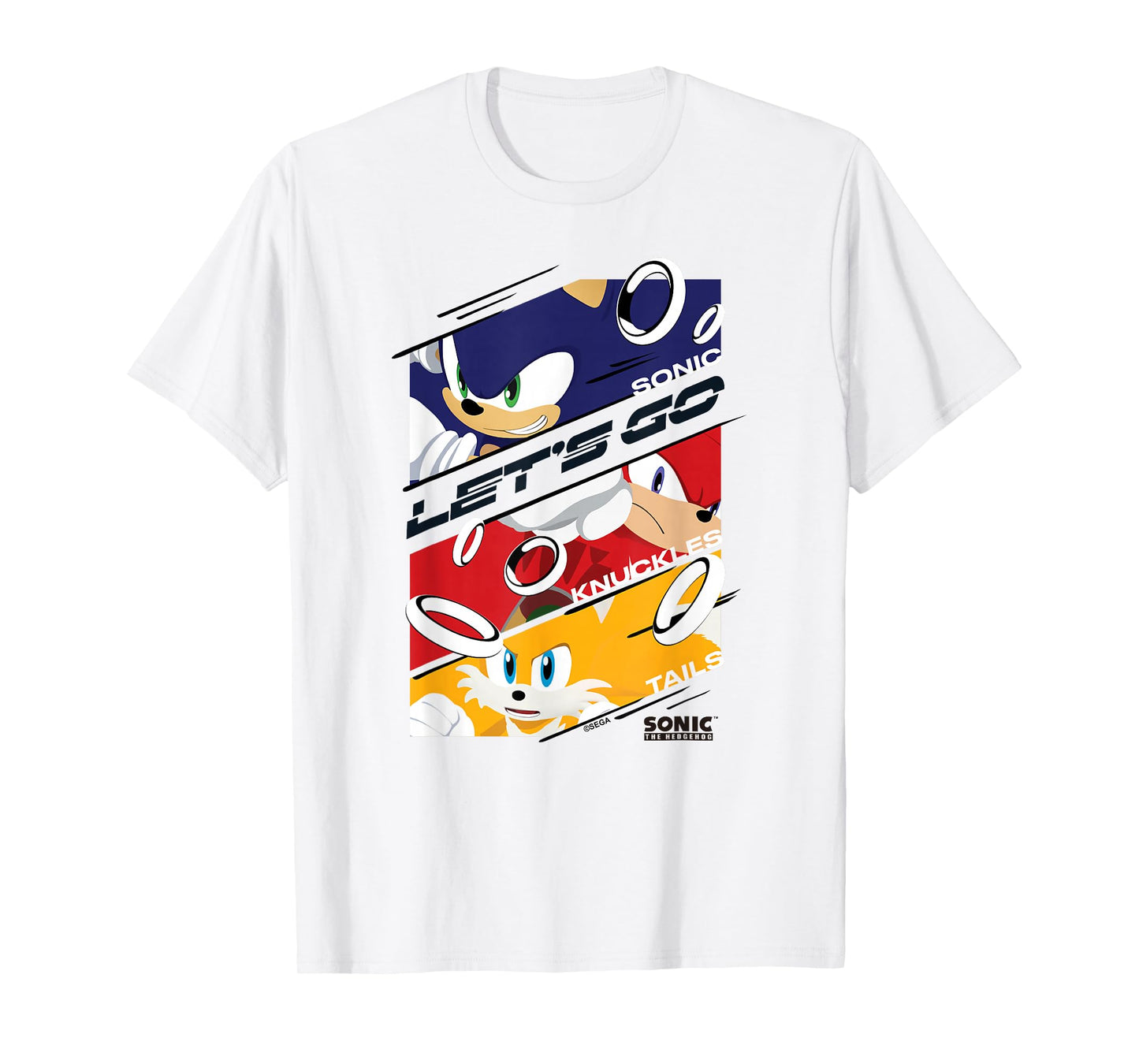 Sonic The Hedgehog Knuckes and Tails Let's Go Poster T-Shirt