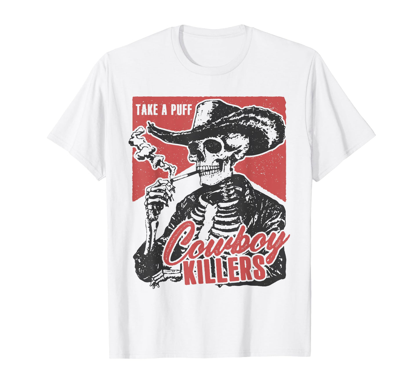 Vintage Western Skeleton Cowboy Take A Puff T-Shirt