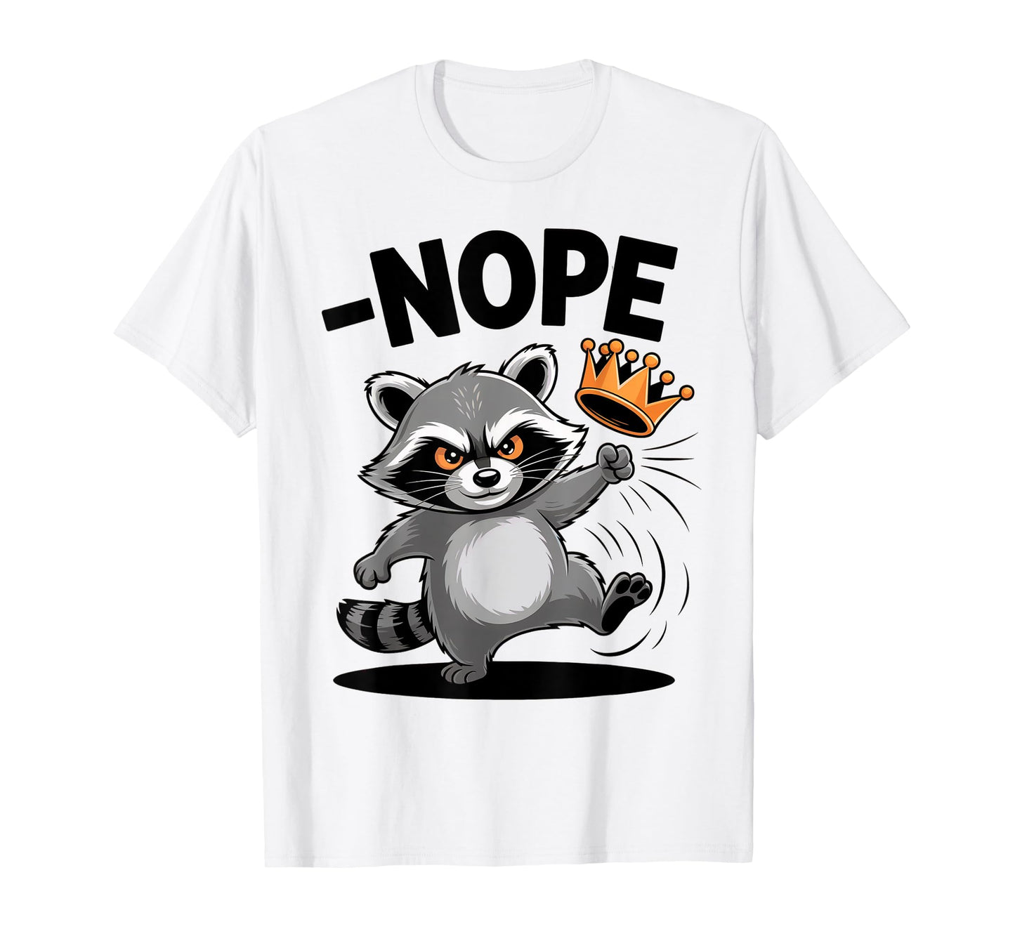 Vintage No Kings In America Funny Raccoon Kicking Crown T-Shirt