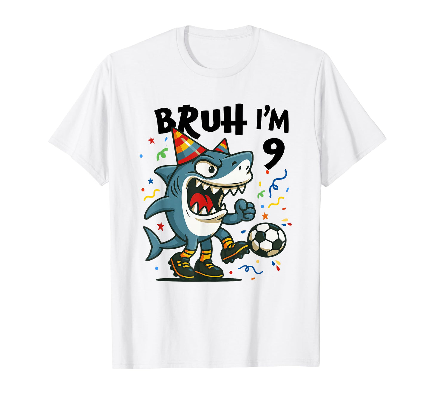 Tralalero Tralala Italian Brain Red Boy Soccer 9th Birthday T-Shirt