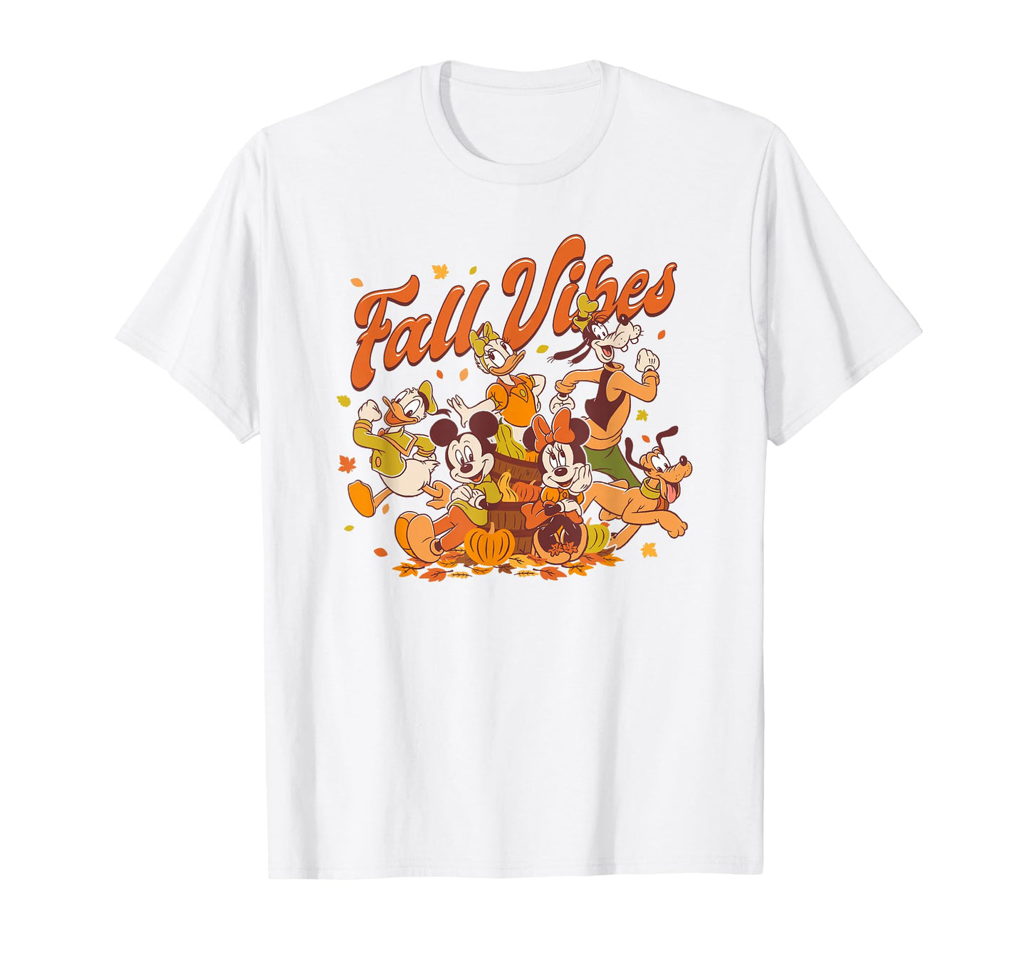 Disney Mickey & Friends Fall Vibes Group Shot Big Chest Logo T-Shirt