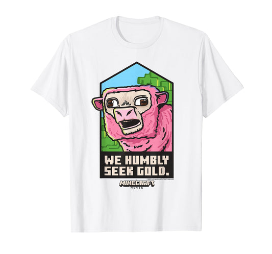 A Minecraft Movie We Humbly Seek Gold Pink Sheep Portrait T-Shirt