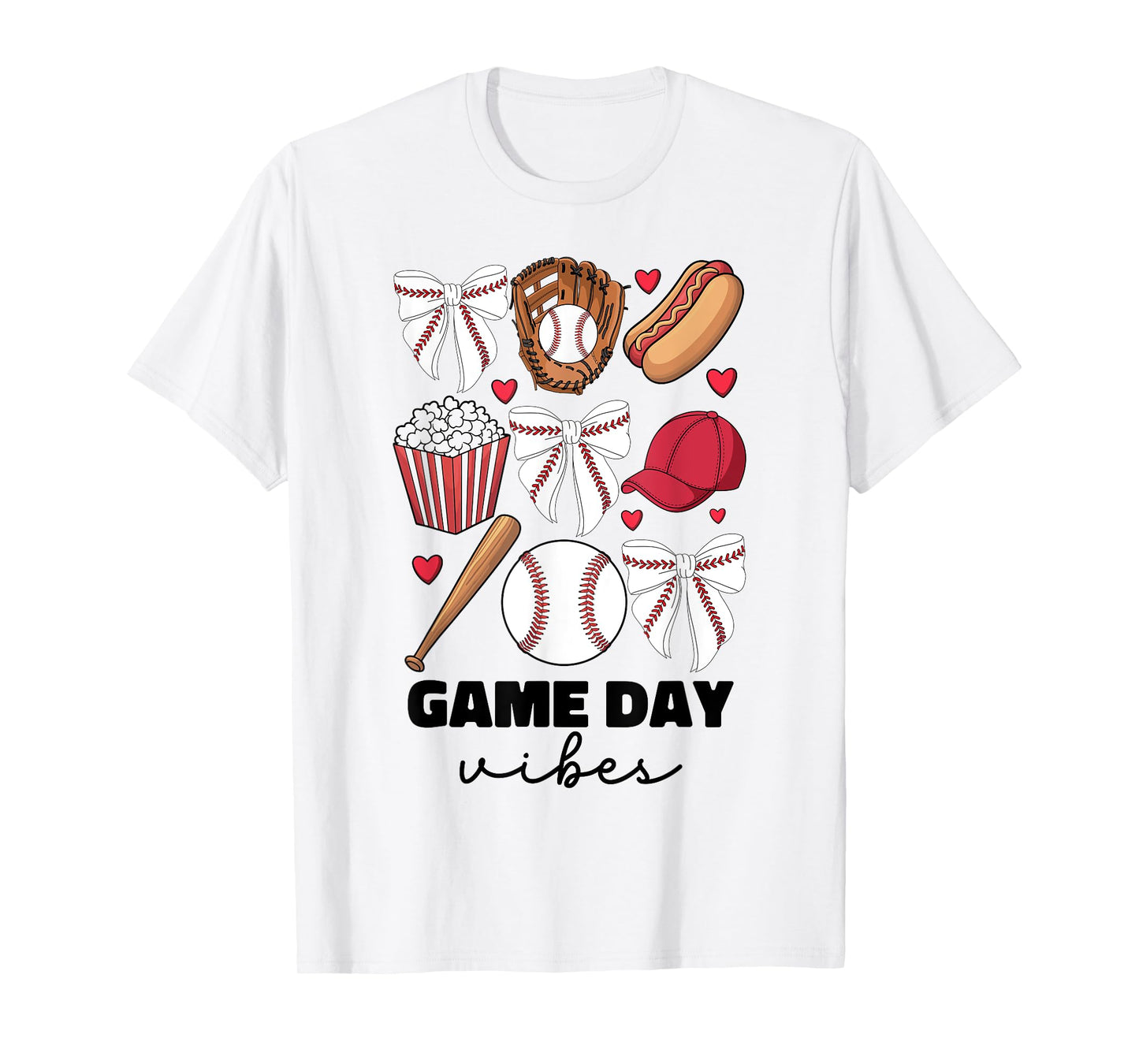Game Day Vibes Coquette Bow Baseball Mom Women Girl Baseball T-Shirt