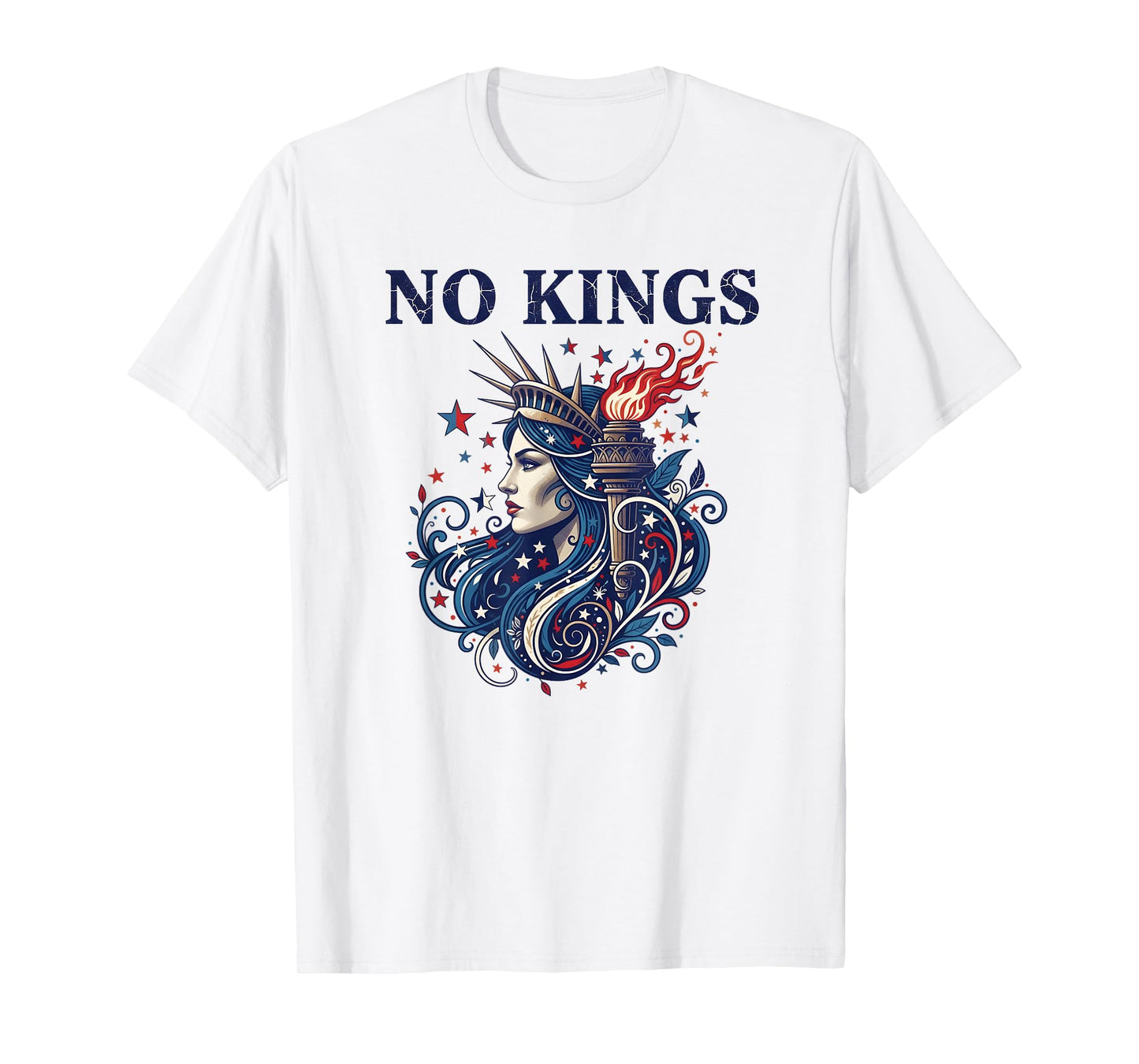 No Kings Protest Democracy Woman Liberty Art Patriotic T-Shirt