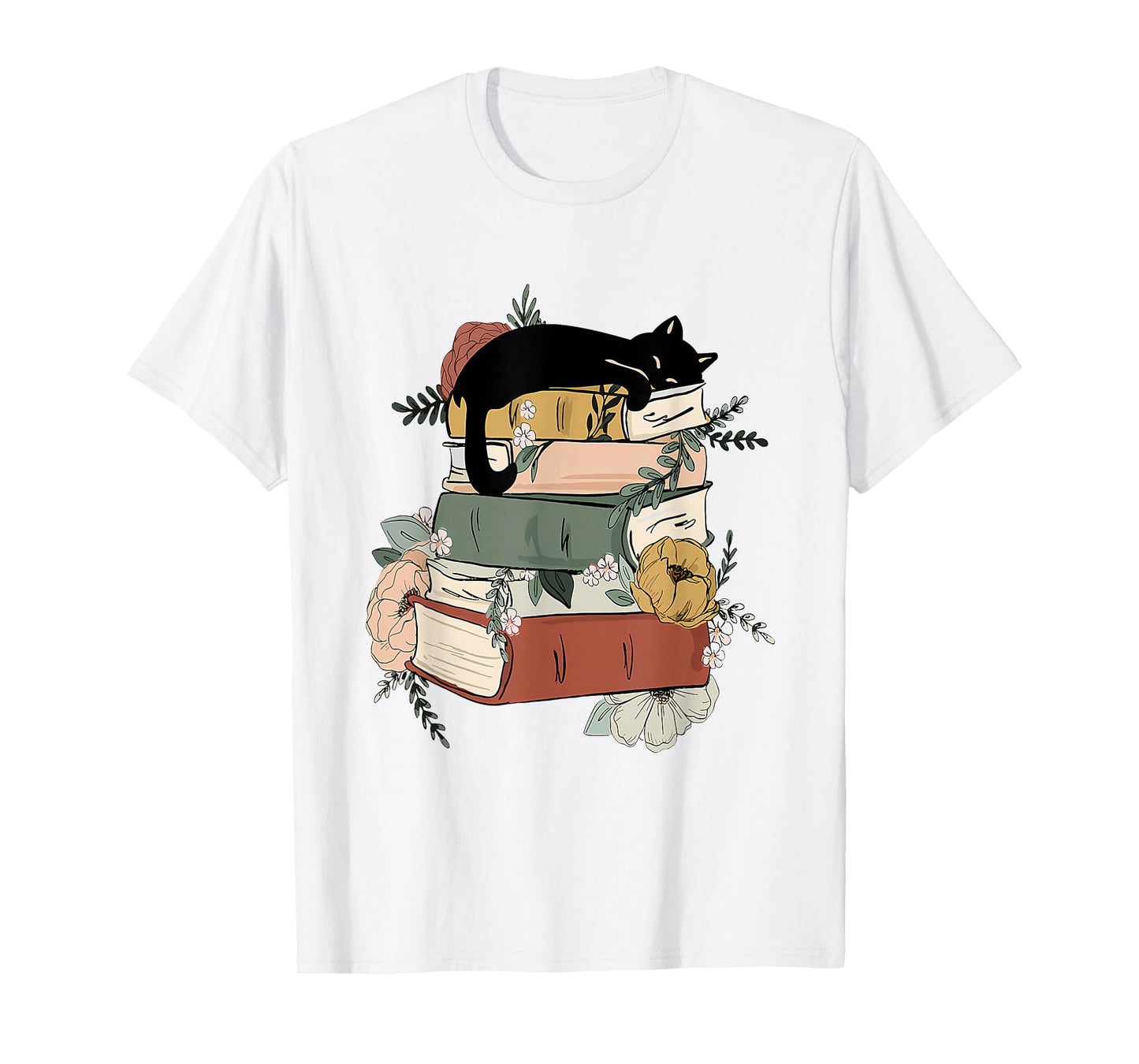 Cat Reading Book Cute Cat And Book Lover For Women Girls Kid T-Shirt