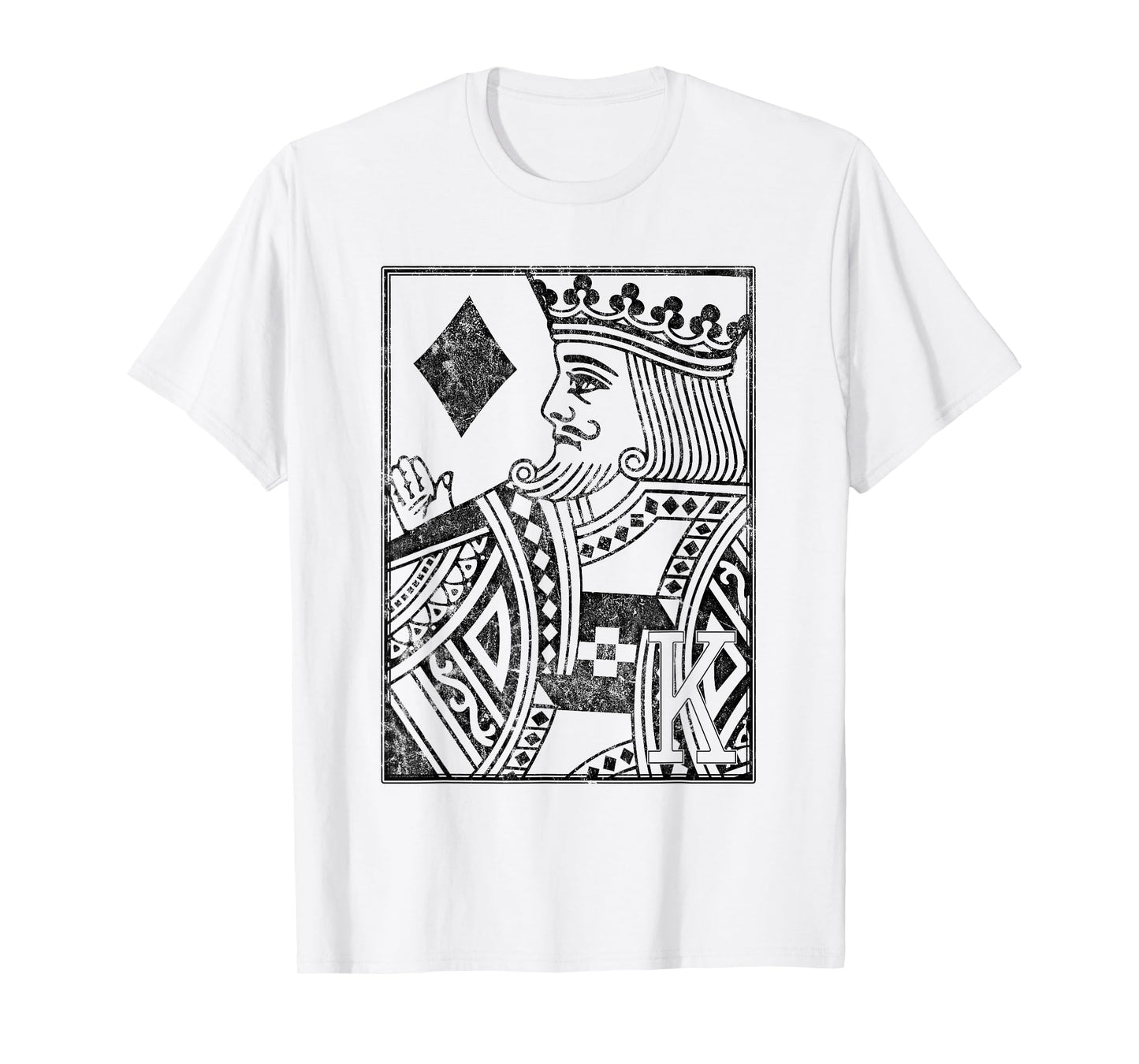 King of Diamonds Vintage Look Distressed Playing Card T-Shirt