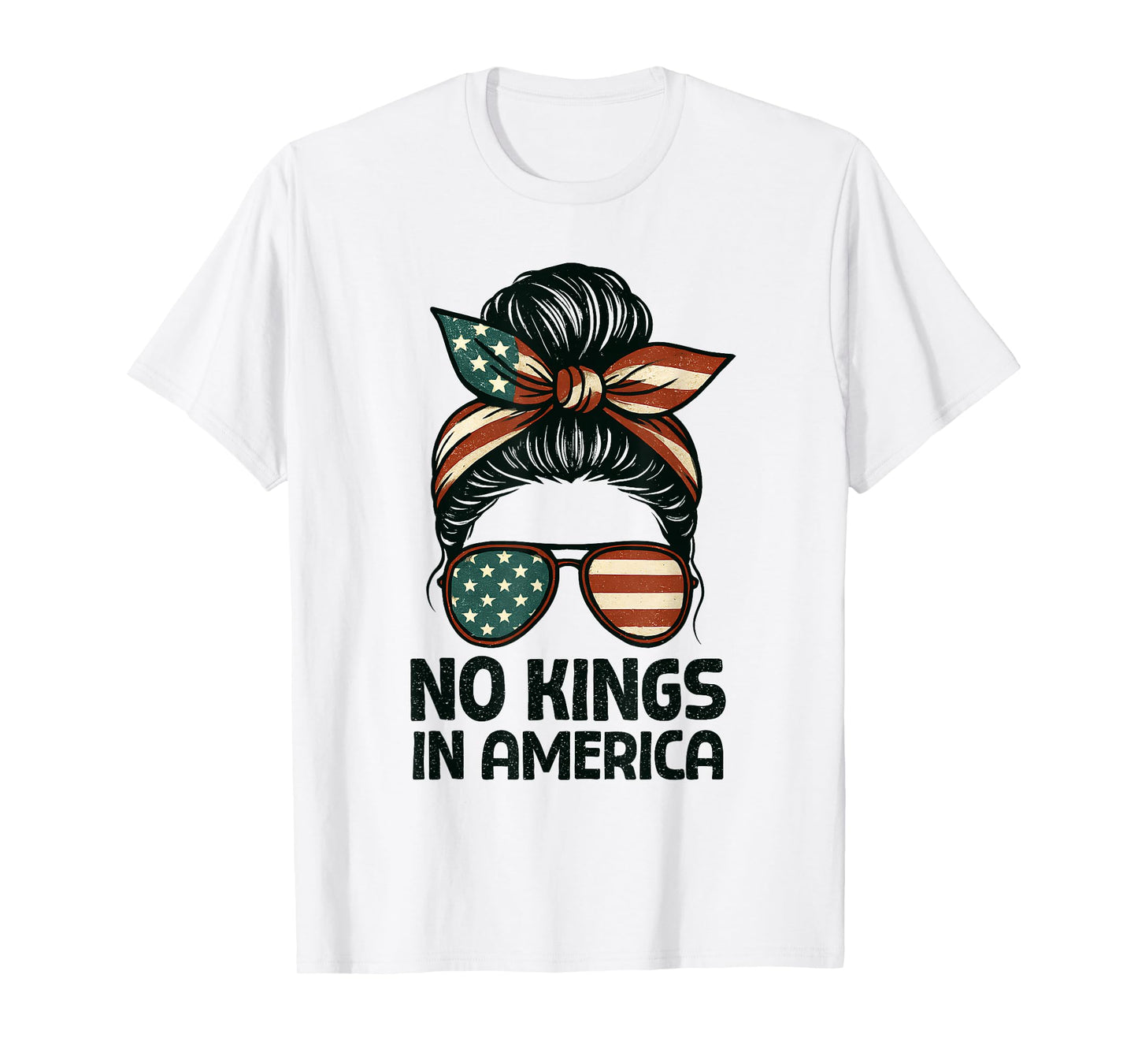 No Kings Womens Messy Bun T-Shirt