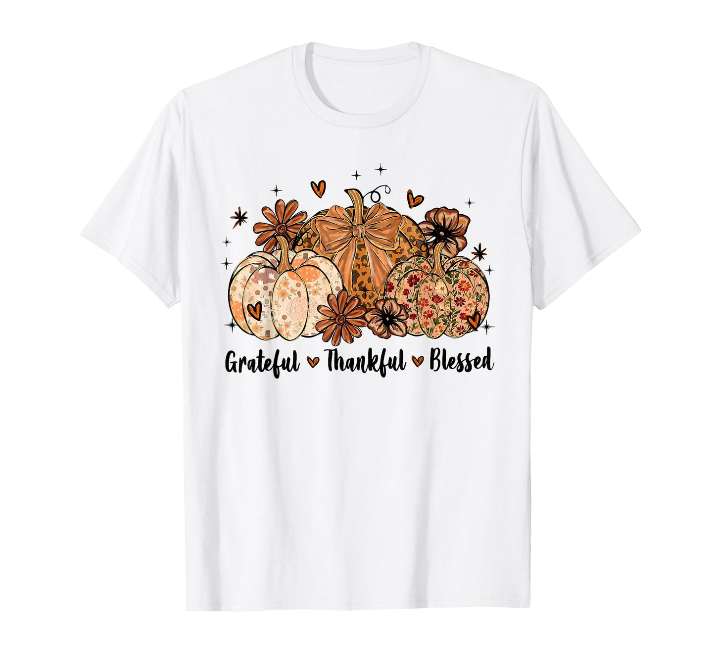 Grateful Thankful Blessed Pumpkin Thanksgiving Autumn Fall T-Shirt
