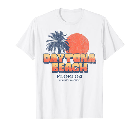 Daytona Beach Florida Retro Sunset Palm Tree Vacay Vintage T-Shirt