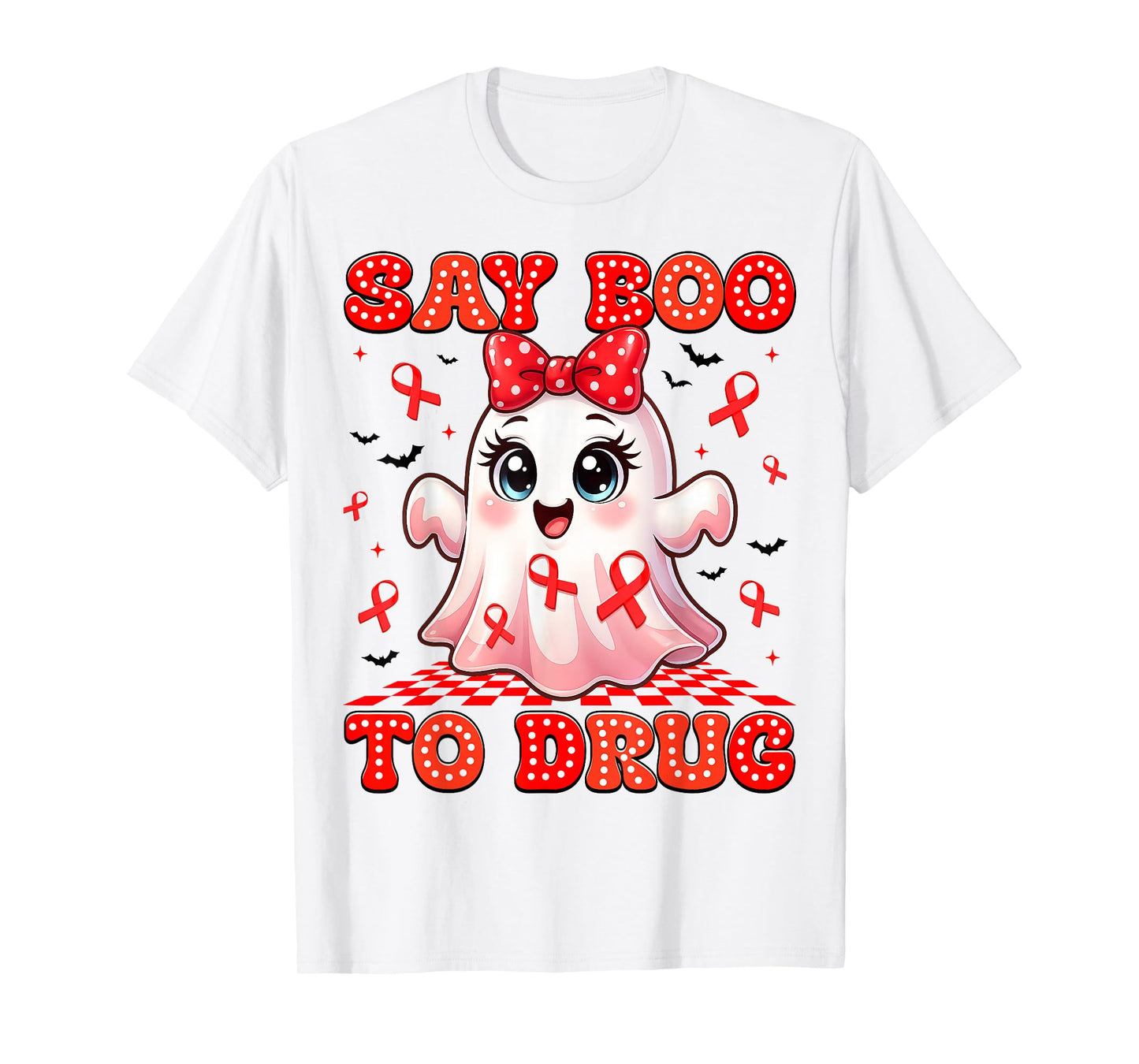 Say Boo to Drugs Coquette Red Ribbon Week Awareness Men Wome T-Shirt