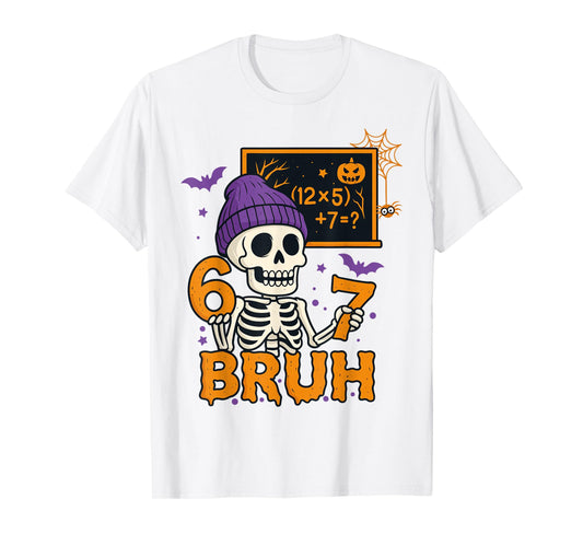 67 Teacher Halloween Skeleton Six Seven Meme Brainrot Math T-Shirt