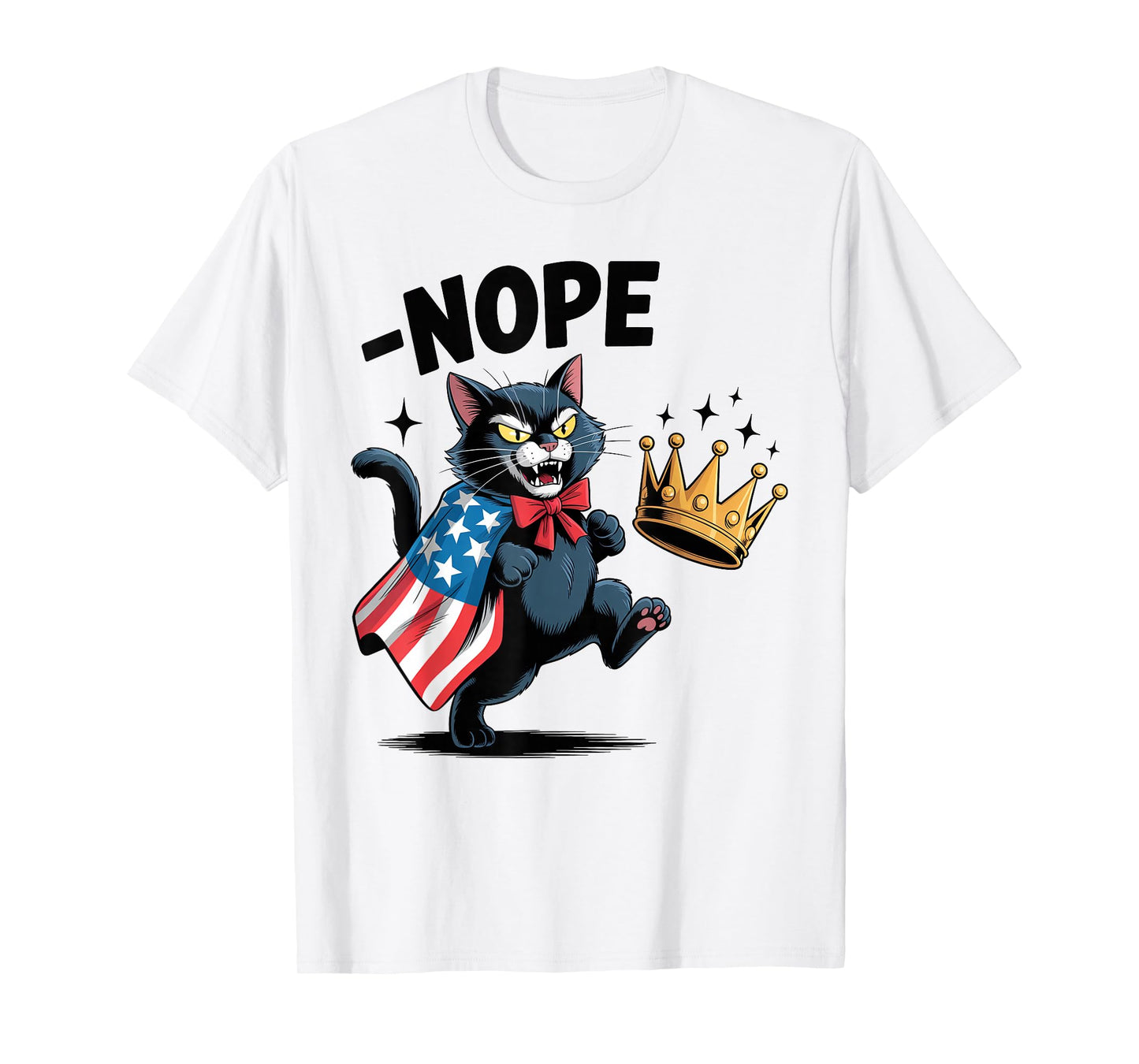 Funny Black Cat No Kings October 18 No Kings Day Men Women T-Shirt