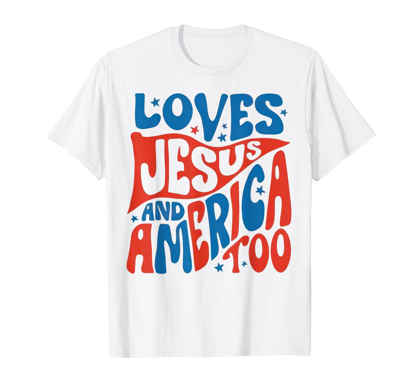 She Loves Jesus And America Too Christian Retro 4th of July T-Shirt