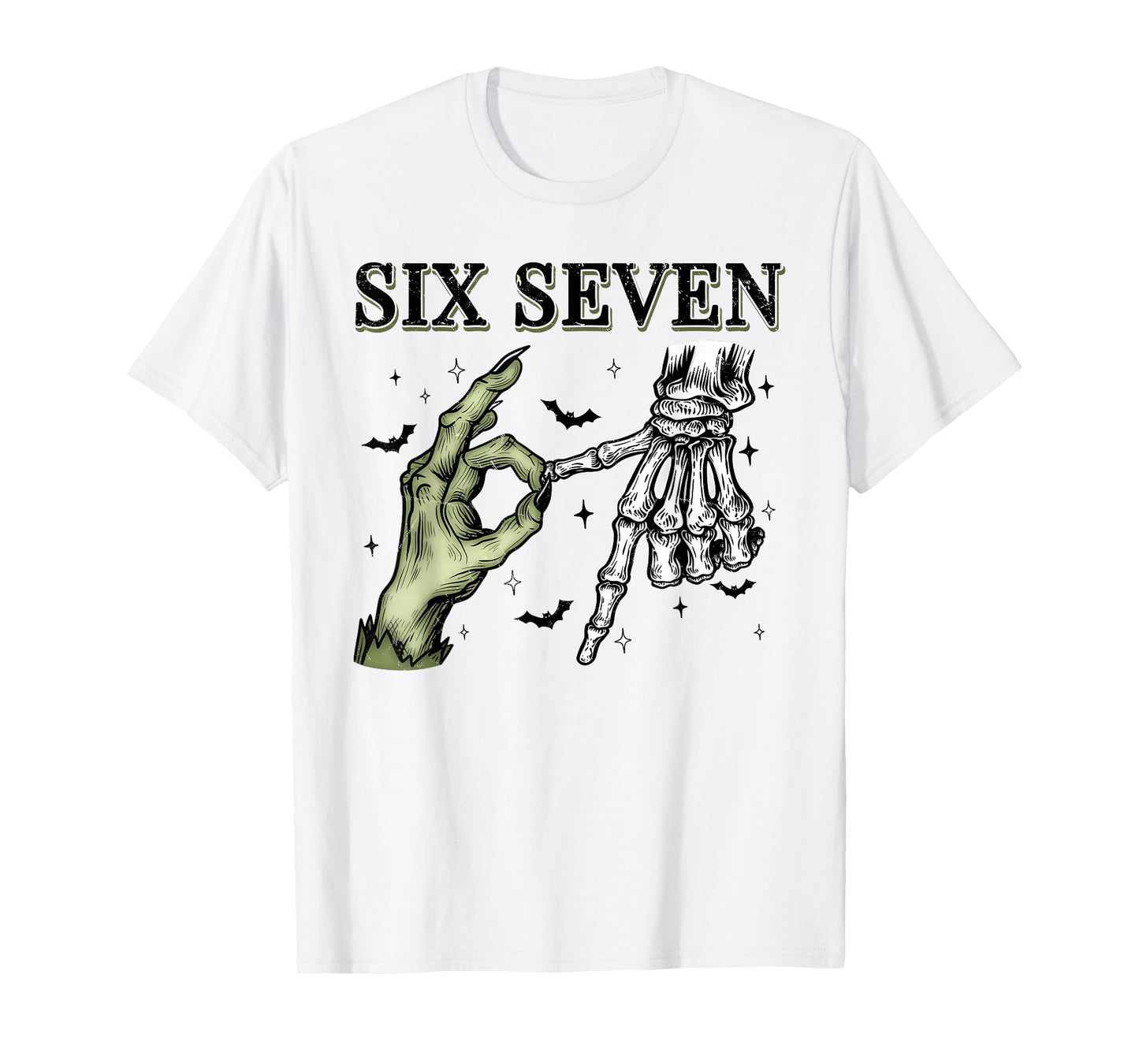 Funny Six Seven 6 7 Meme 67 Skeleton Hand Halloween Costume T-Shirt