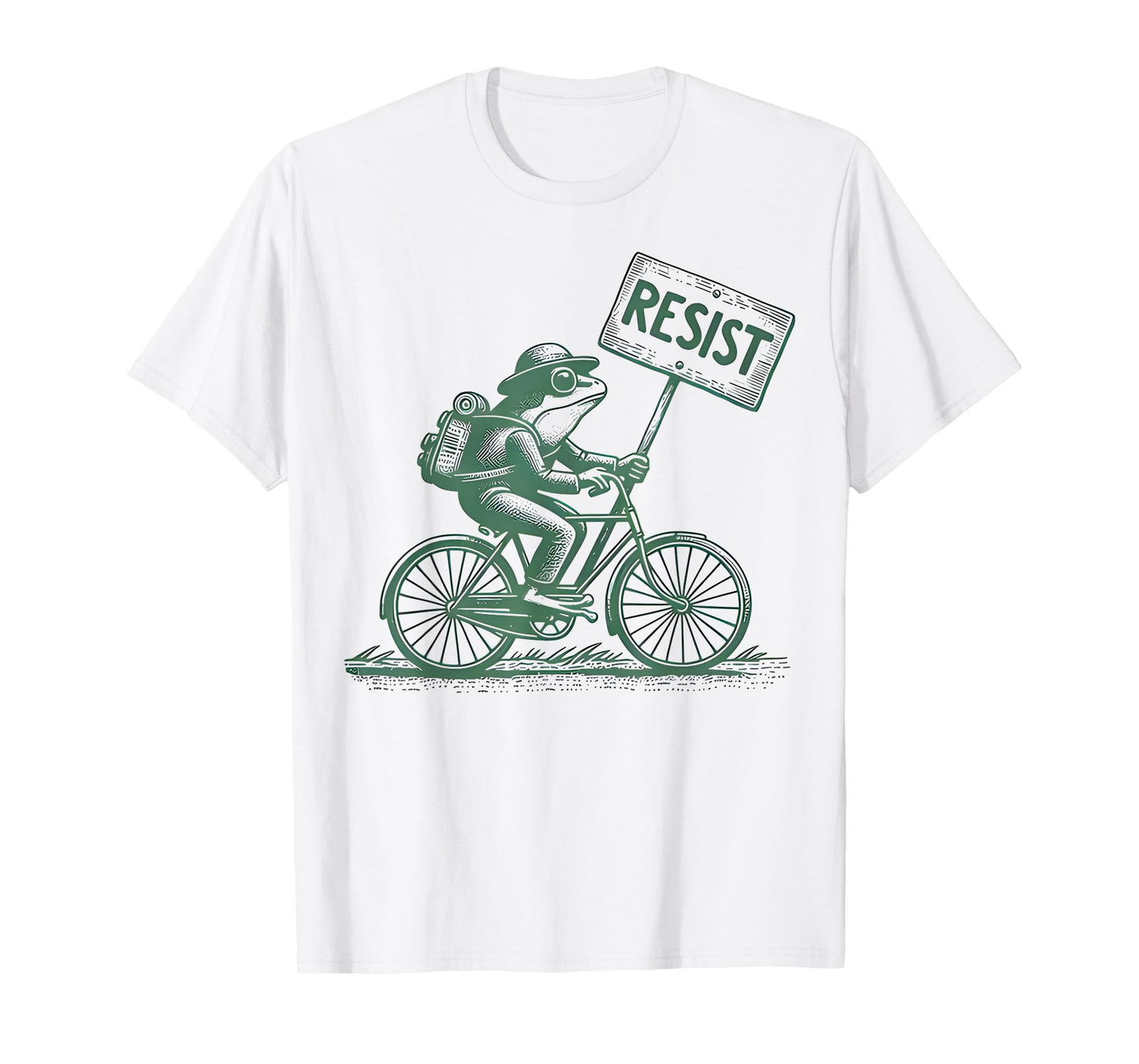 Frog On Bike Resist Portland Frog Protest Vintage T-Shirt