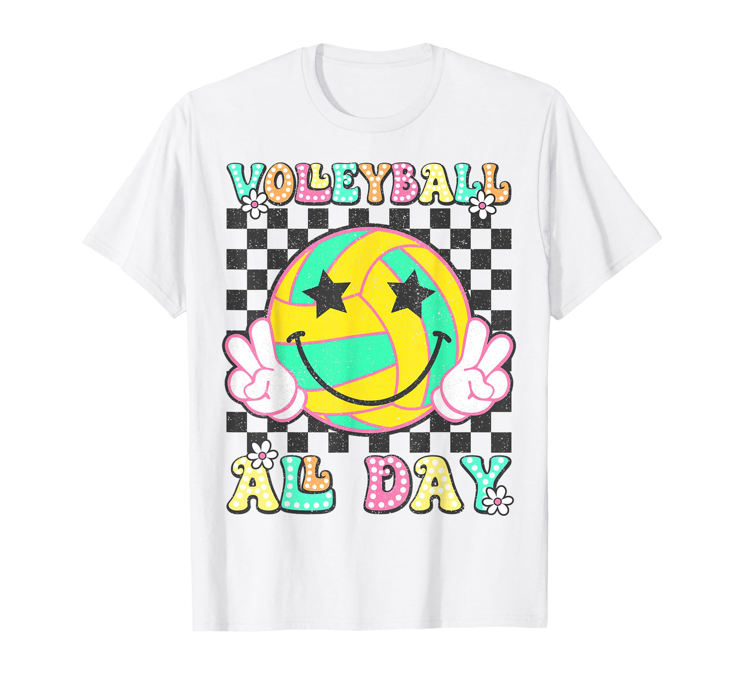 Retro Groovy Volleyball Girl Women Volleyball All Day T-Shirt