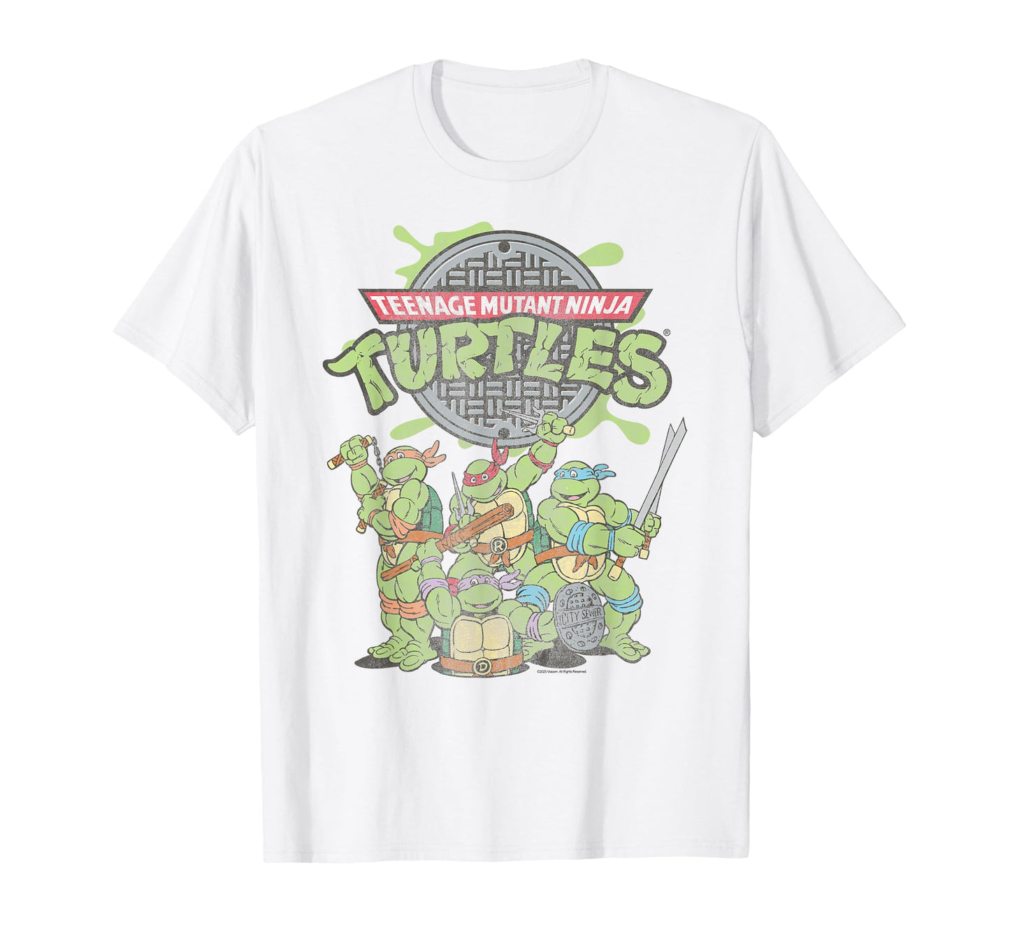 Teenage Mutant Ninja Turtles Sewer Logo and Turtles Retro T-Shirt