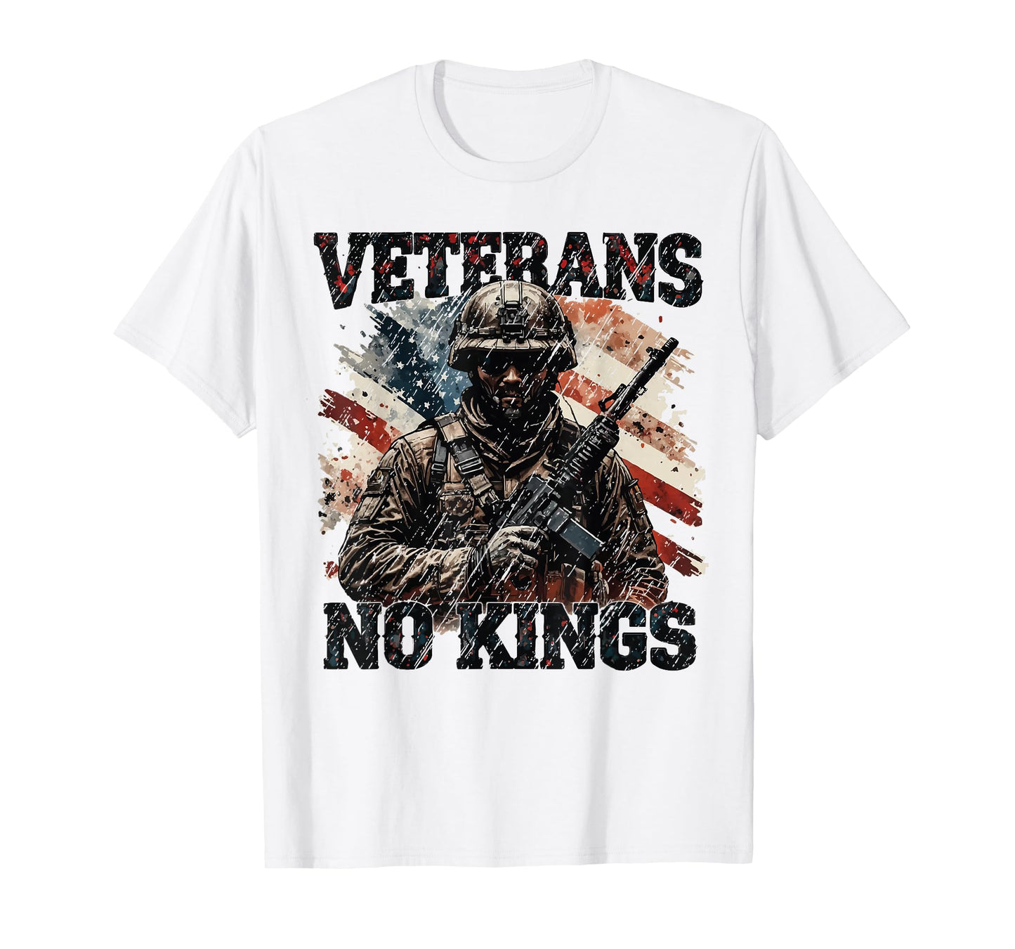 No Kings Veterans Patriotic America Flag Design T-Shirt