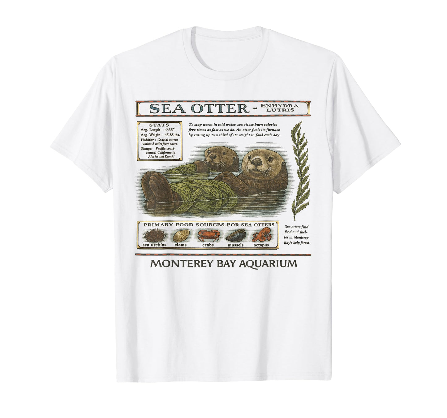 Vintage Sea Otter Monterey California 90's Aquarium Lover T-Shirt
