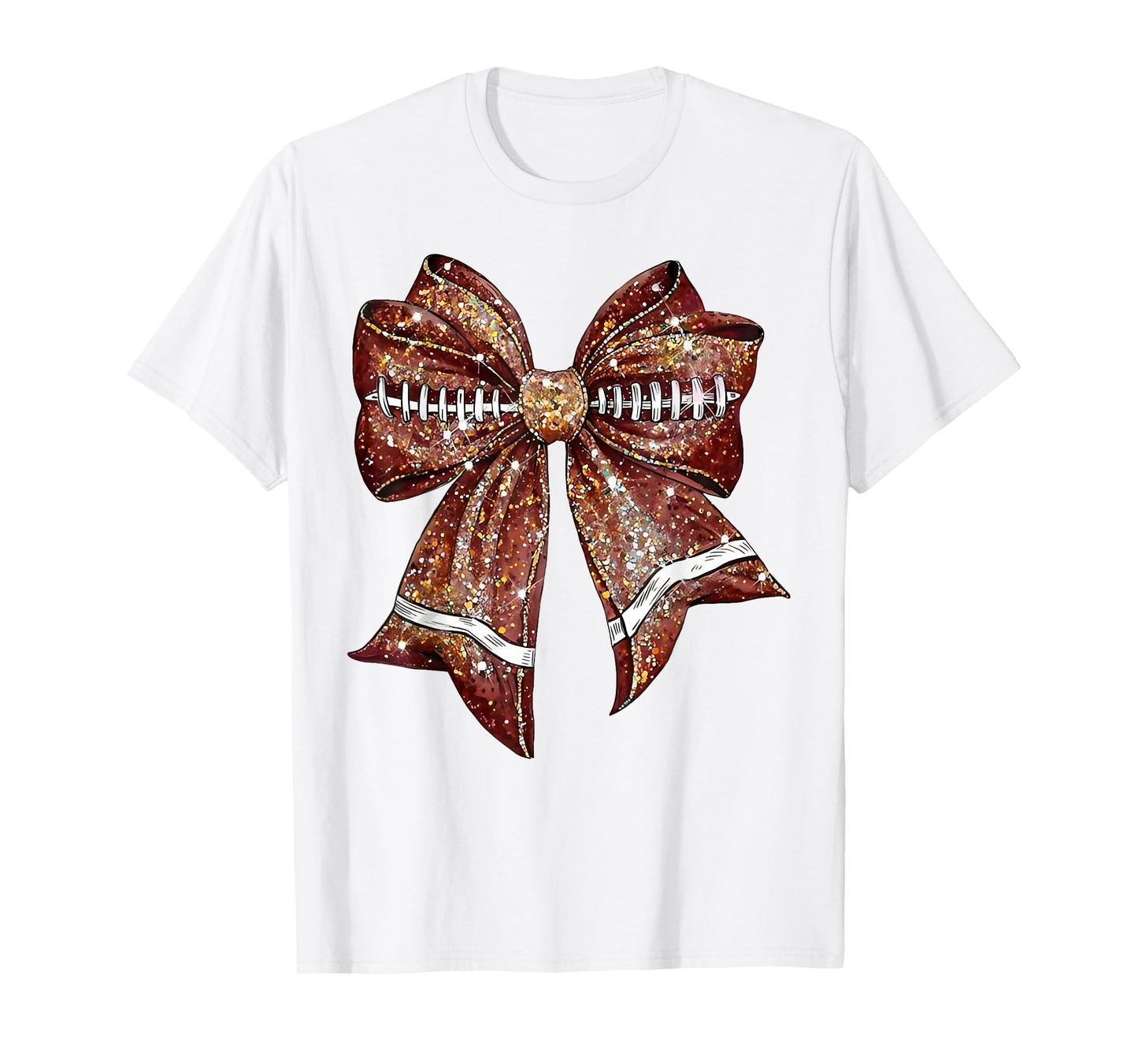Coquette Bow Football Bling Bling Game Day Football Lover T-Shirt