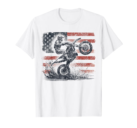 Dirt Bike American Flag Motocross T-Shirt