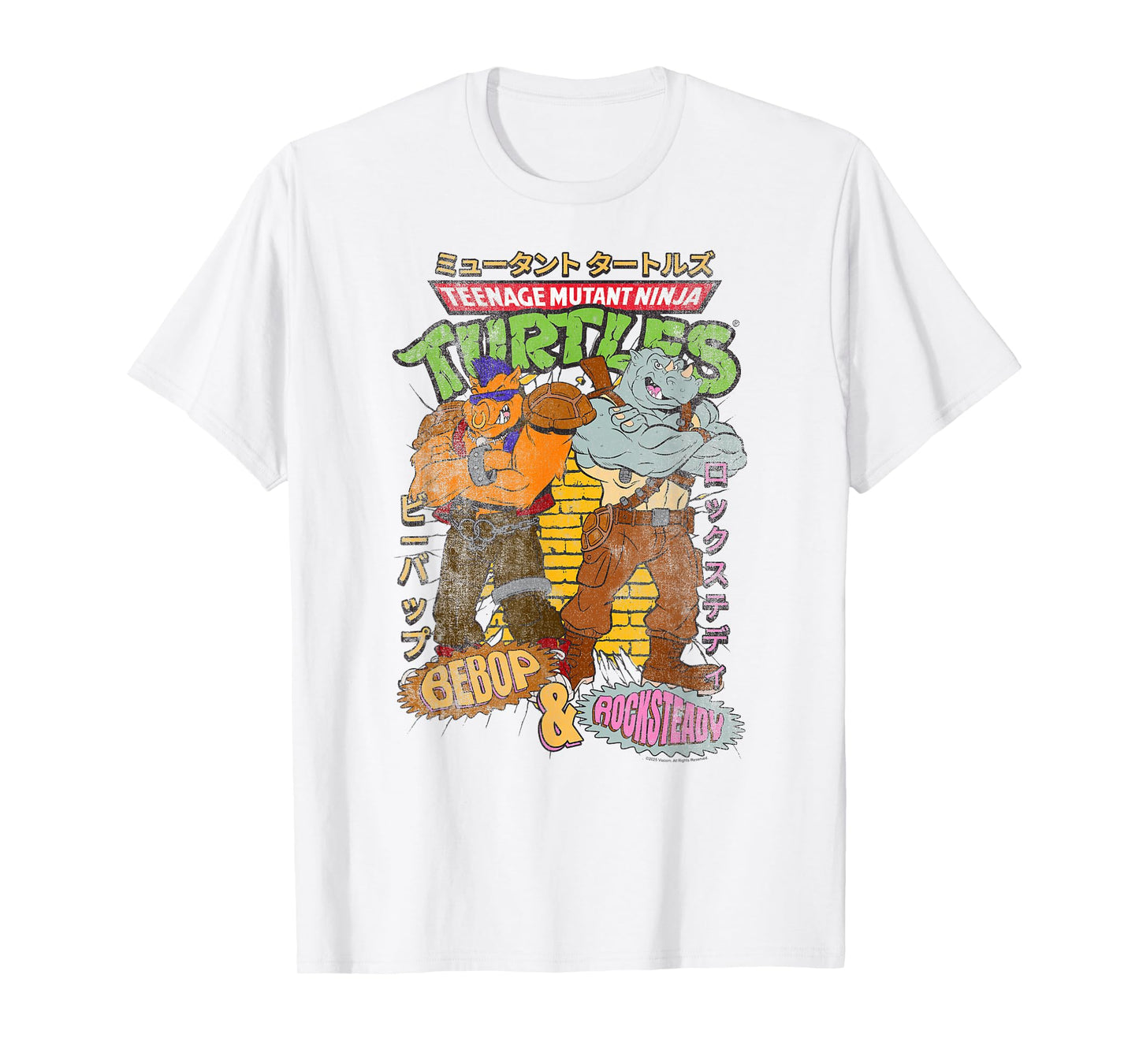 Teenage Mutant Ninja Turtles Bebop & Rocksteady Kanji Retro T-Shirt