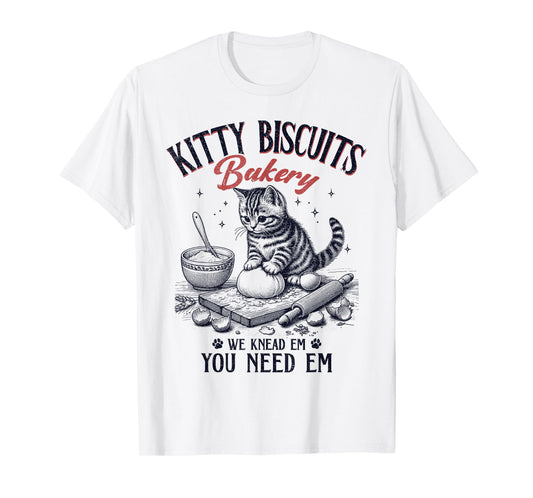 Cute Kitty Biscuits Bakery Vintage T-Shirt