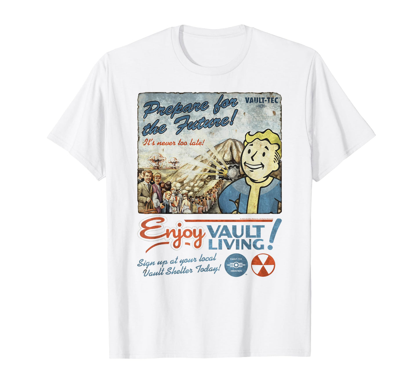 Fallout Video Game Enjoy Vault Living Vault-Tec Retro Ad T-Shirt