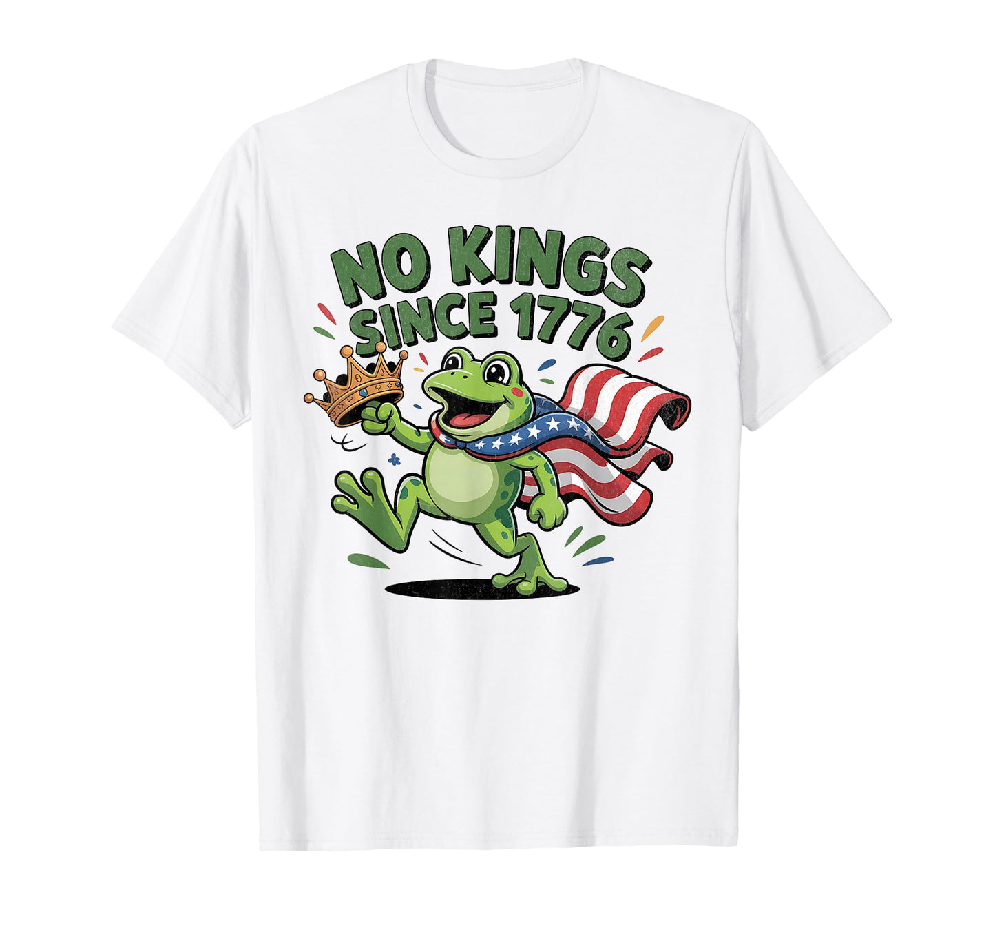 No Kings Since 1776 Vintage Frog Protest USA Flag T-Shirt