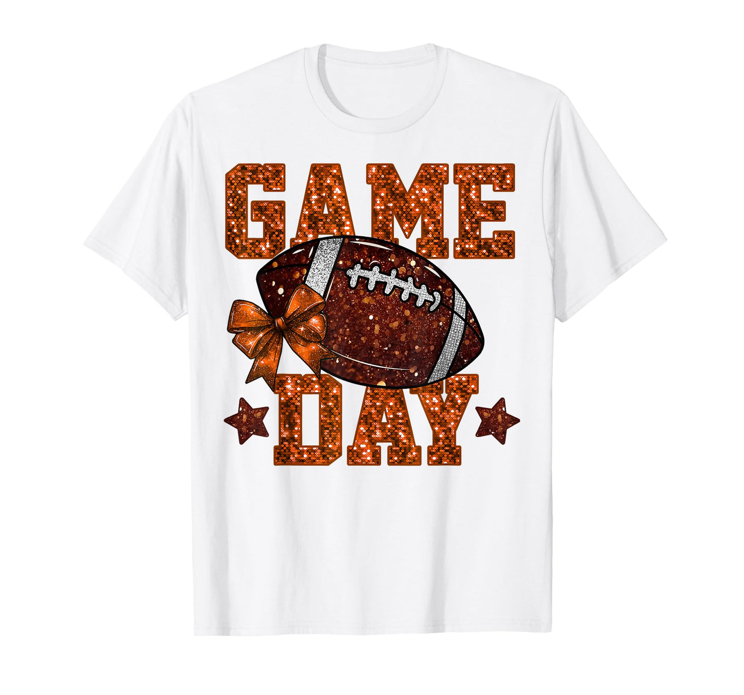 Game Day Football Orange Coquette Bow Team Spirit Touchdown T-Shirt