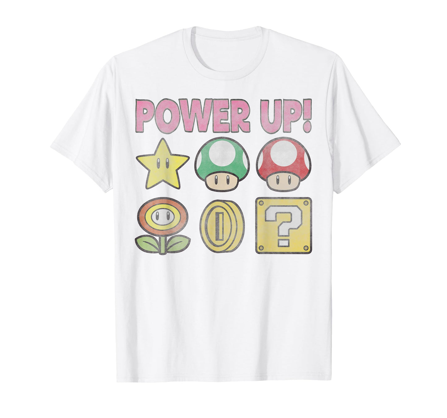 Nintendo Super Mario Power-Up Icons Vintage Graphic T-Shirt T-Shirt