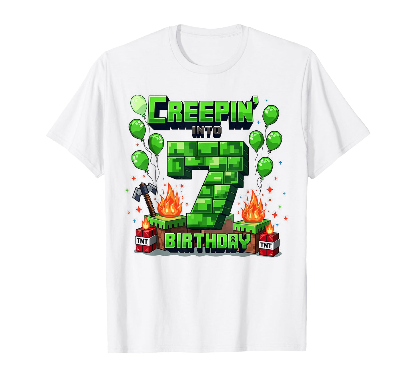 It's My 7th Birthday Boy Gamer Creepin’ Into 7 Gamer Pixel T-Shirt