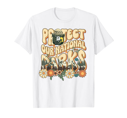 Floral Protect Our National Parks Retro Nature Conservation T-Shirt