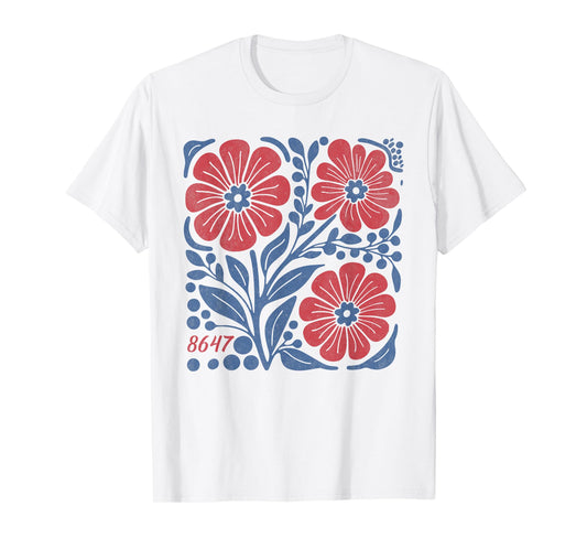 8647 Subtle Anti Trump 86 47 Floral Boho Style T-Shirt