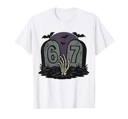 67 Meme Halloween Skeleton Spooky - Six Seven Gen Alpha Z T-Shirt