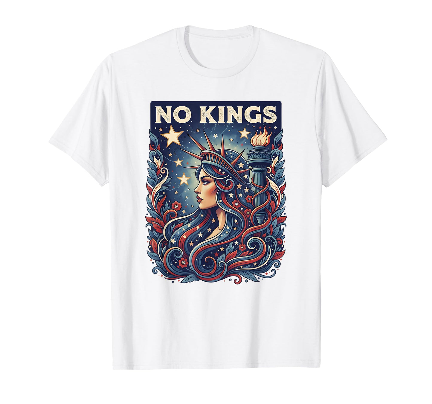No Kings Protest Democracy Woman Liberty Art Patriotic T-Shirt