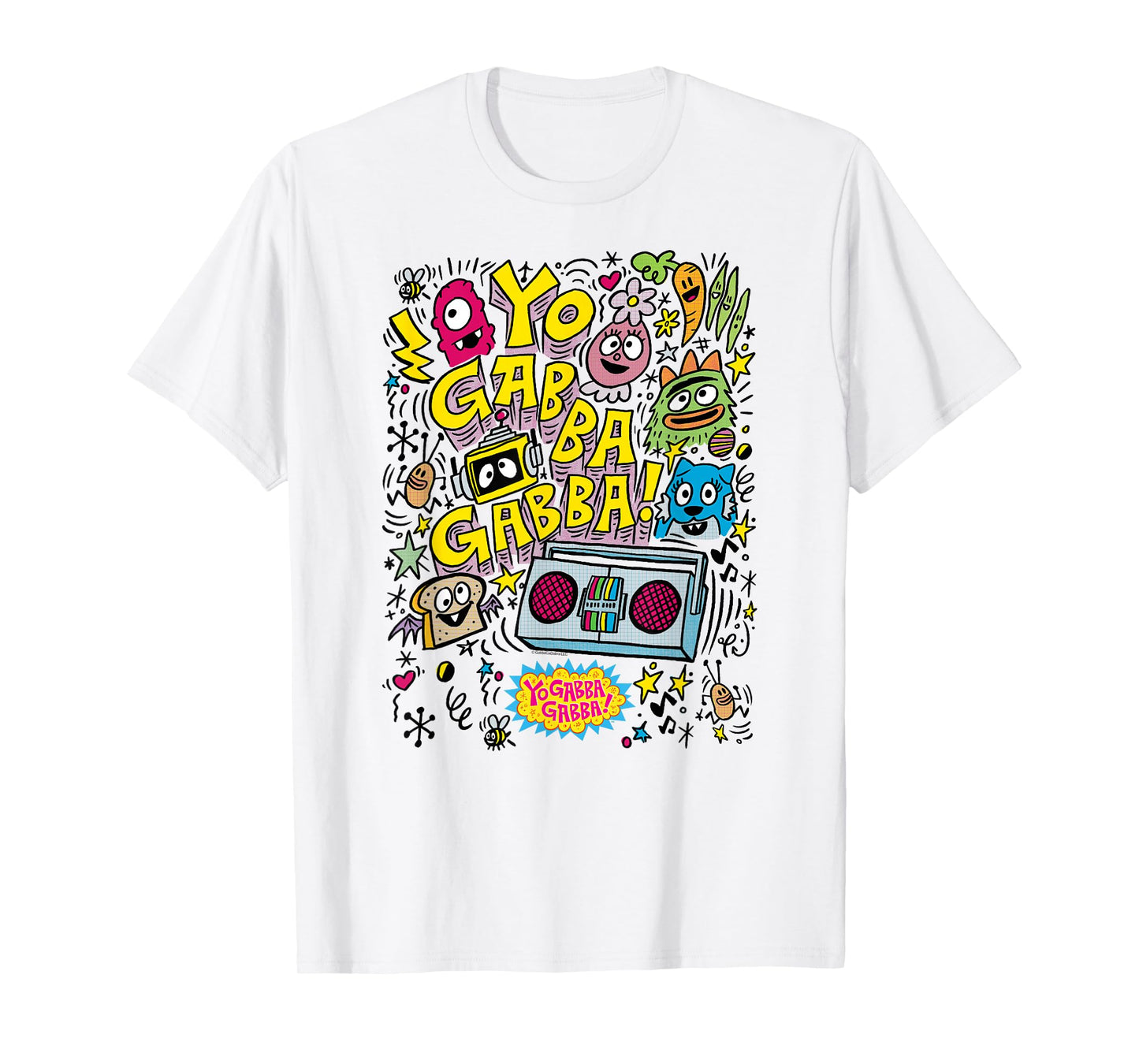 Yo Gabba Gabba! Boombox and Characters Sketch TV Show T-Shirt