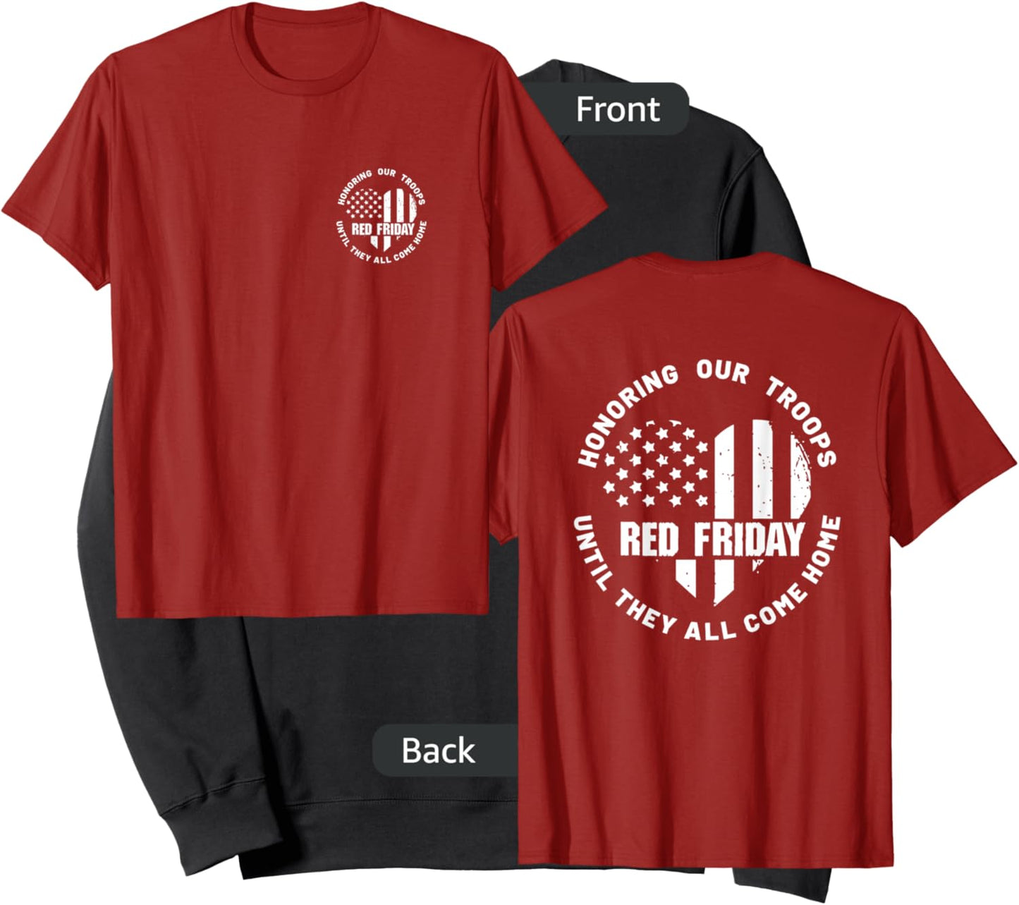(2 Sided Print) Wear Red on Friday - US Military Deployed Sweatshirt - Sweatshirt | Black